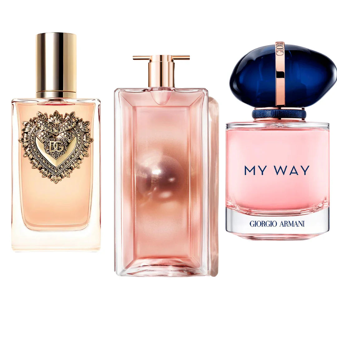 Sada 3 parfémů perfumes Dolce & Gabanna Devotion, My Way Giorgio Armani, Lancôme Idôle 100ml