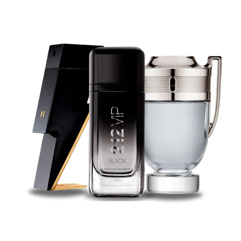 Sada 3 parfémů perfumes Carolina Herrera BAD BOY, Carolina Herrera 212 VIP BLACK e Paco Rabanne INVICTUS 100ml