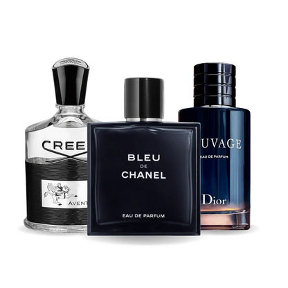 Sada 3 parfémů perfumes Creed AVENTUS, BLEU DE CHANEL, Dior SAUVAGE 100ml