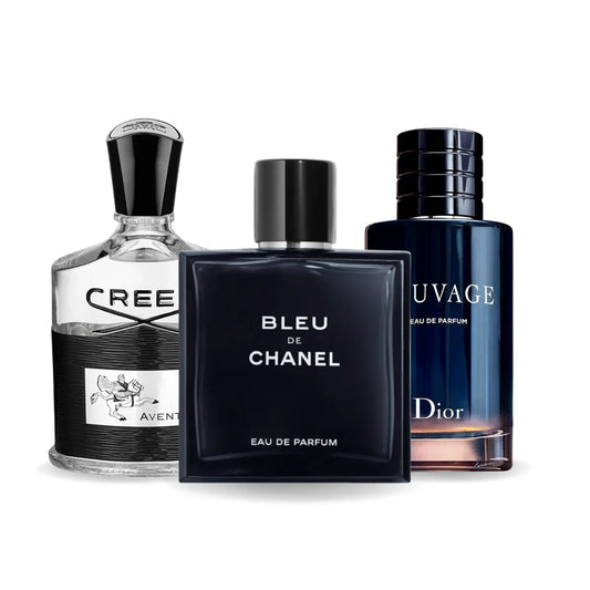 Sada 3 parfémů perfumes Creed AVENTUS, BLEU DE CHANEL, Dior SAUVAGE 100ml