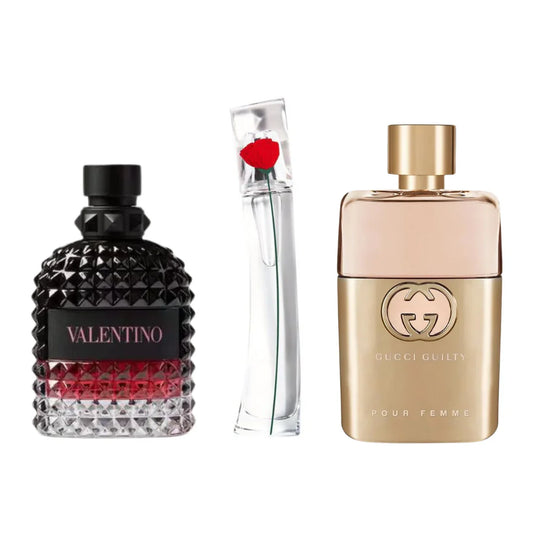 Sada 3 parfémů perfumes 3 Gucci Guilt, Valentini Intense, Flower Kenzo 100ml