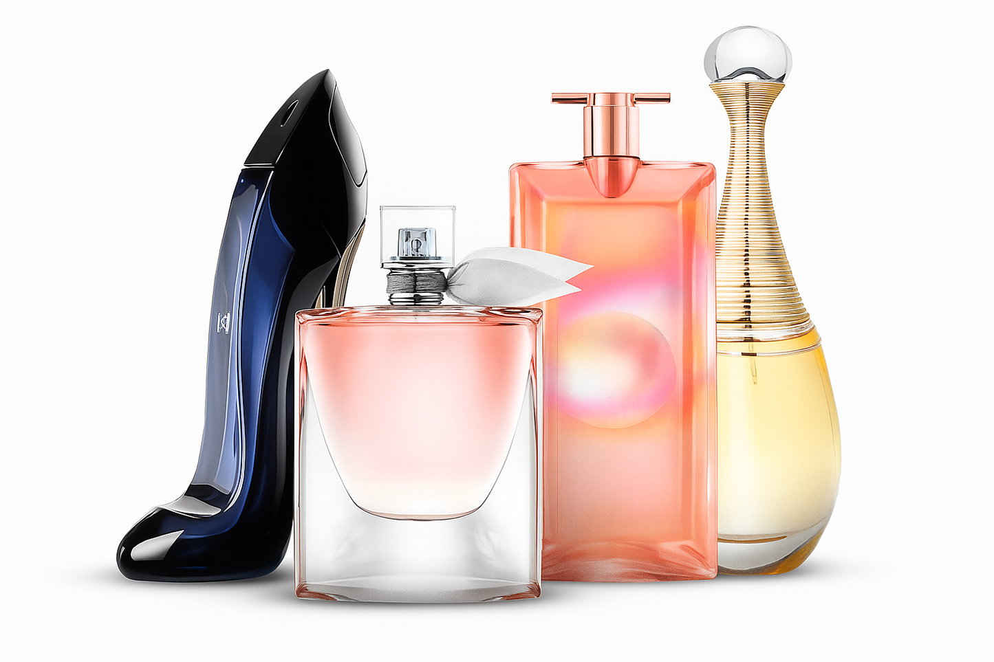 ZAPŁAĆ ZA 1 I OTRZYMAJ 4! Ekskluzywny zestaw damskich perfum premium: Good Girl, La Vie Est Belle, Lancôme Idôle i J'adore (woda perfumowana, po 100 ml każdej)